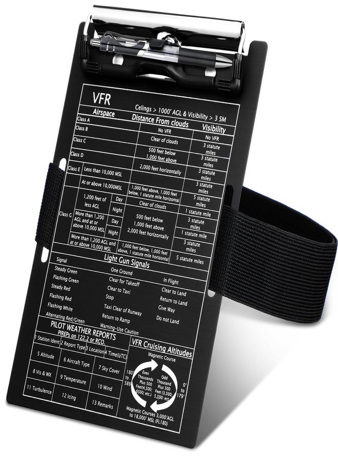 Feifeiya Aluminum Pilot Kneeboard Vfr Aviation Kneeboard Knee Boards Pilot Notepad Writing Board Clipboard with Pen Holder and Elastic Strap for Writing Gifts - Image 1
